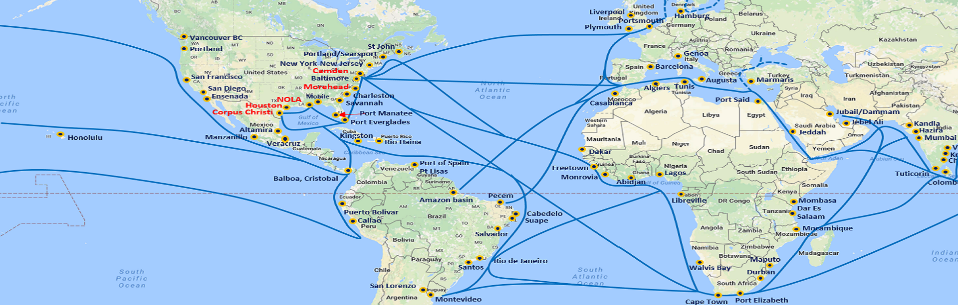 Atlantic Ocean Shipping Lanes Map 